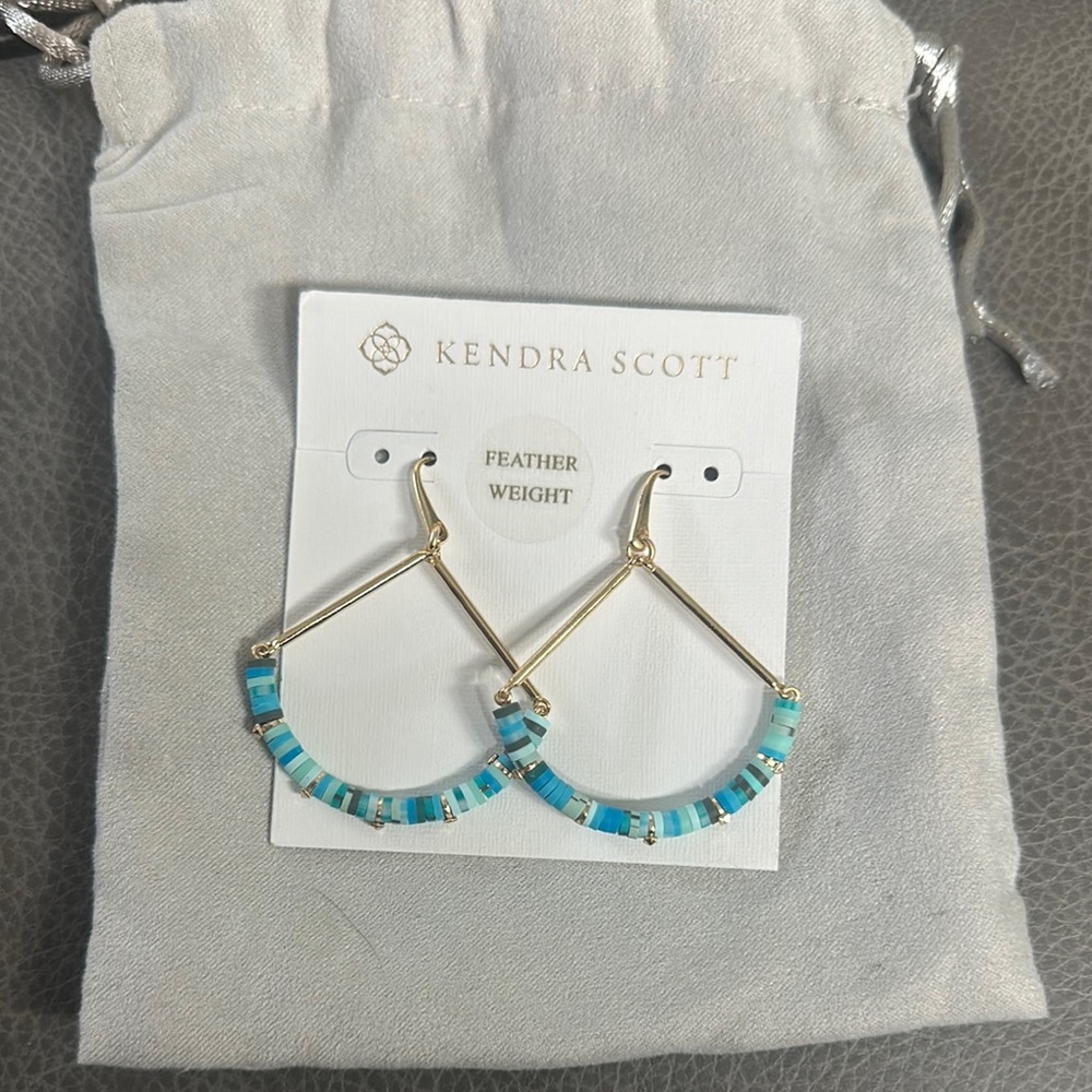 Kendra Scott Gold and Turquoise Hoop Earrings